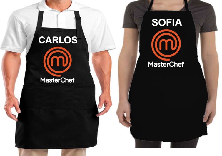 Conjunto Delantales Pareja Diseño Master Chef Personalizado